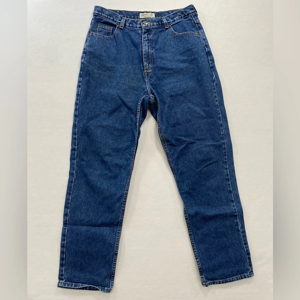St. John’s Bay Classic Fit Dad Jeans Size 16 Straight Leg Dark Blue Denim